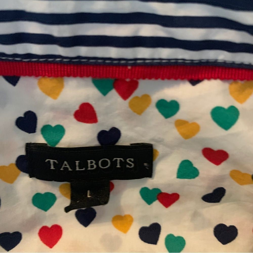 Talbots Size L Multi-Color Heart Print Button Fro… - image 4